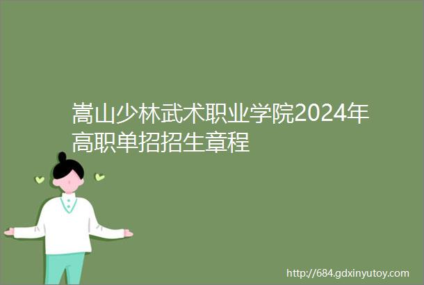 嵩山少林武术职业学院2024年高职单招招生章程